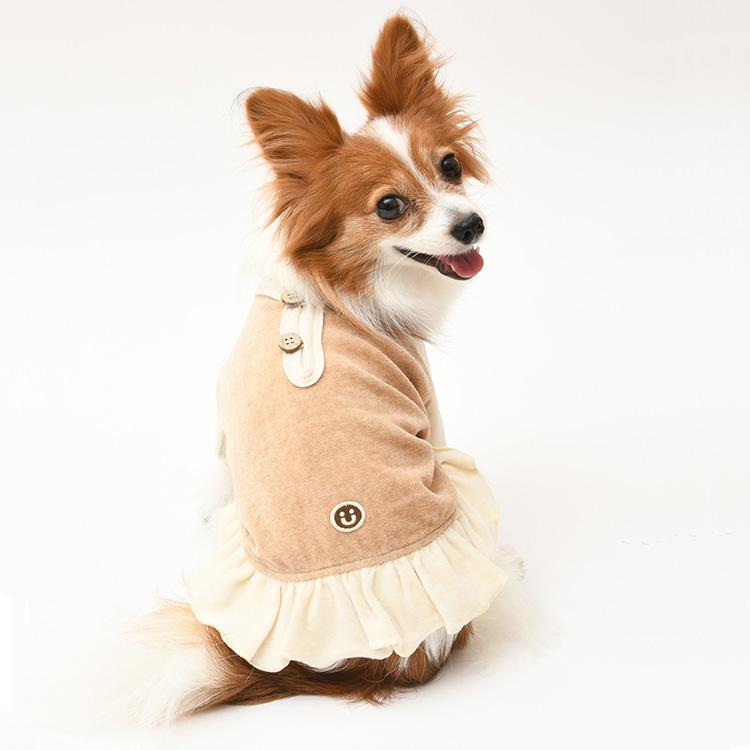 犬服 小型犬 服 ベロアヘンリーネック半袖ワンピース/1-3号 秋 冬 |  | 05