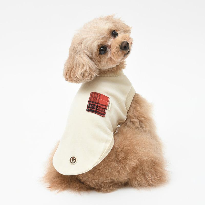 犬服 大型犬 服 ベロアxチェックポケットTee/7-9号 秋 冬
