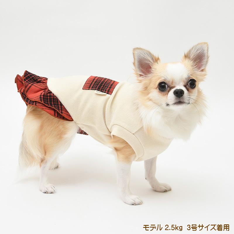 犬服 大型犬 服 ベロアxチェックポケットワンピース/7-9号 秋 冬