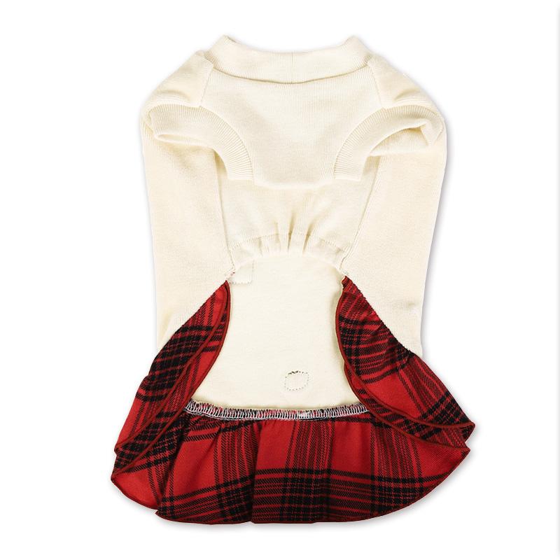 犬服 中型犬 服 ベロアｘチェックポケットワンピース/4-6号 秋 冬 |  | 03