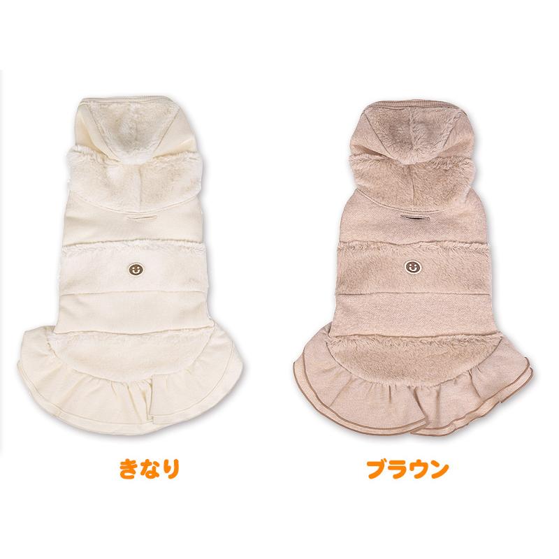 犬服 小型犬 服 ミニ裏毛起毛ｘボア切替パーカーワンピース/1-3号 秋 冬 |  | 01