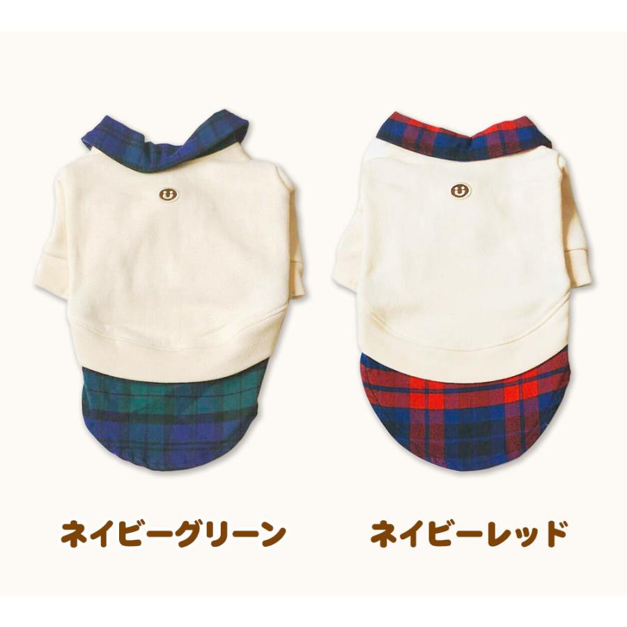 犬服 小型犬 服 カシミール起毛ｘチェックレイヤード風Tee/1-3号 秋 冬 |  | 01