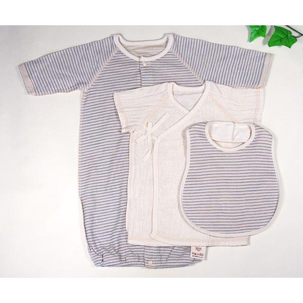 出産祝い ギフト 男の子オーガニックコットン 草木染めベビードレスオール・ガーゼ短肌着・スタイ |  | 01