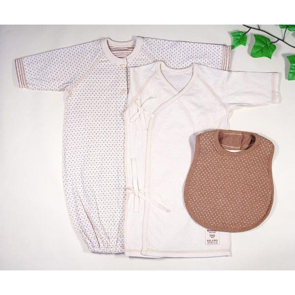 出産祝い ギフト 女の子・男の子オーガニックコットン ドット柄ベビードレスオール・長肌着・スタイ |  | 01