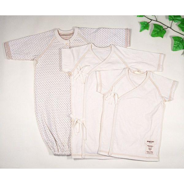 出産祝い ギフト オーガニックコットン女の子・男の子 ドット柄ベビードレスオール・短肌着・長肌着 |  | 01