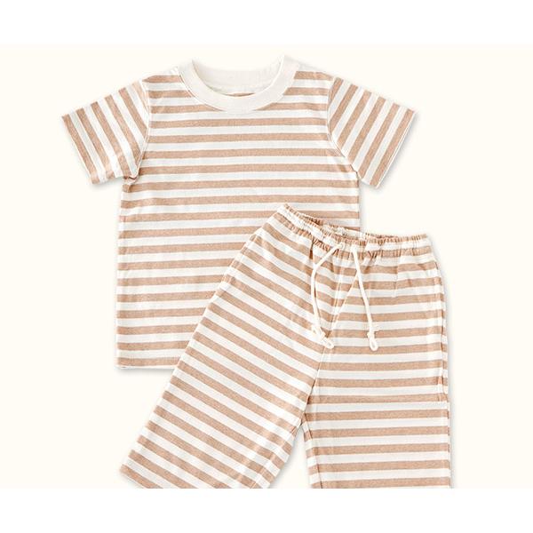 キッズ パジャマ 男女兼用 天竺ボーダー半袖Tシャツパジャマ 90 100 110cm オーガニックコットン |  | 02