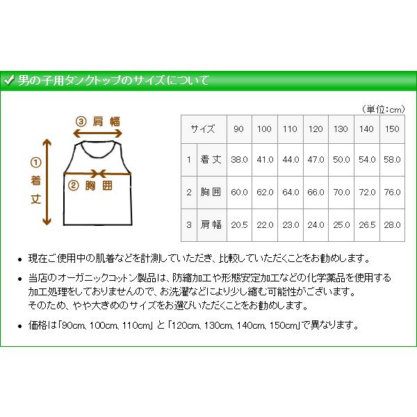 キッズ 下着シャツ 男児 オーガニックコットン タンクトップ 子供 インナー 肌着 天竺生地 男の子タンクトップ 90 100 110cm｜mutter｜03