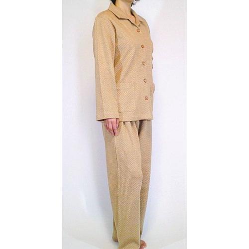 レディース パジャマ オーガニックコットン ドット柄長袖パジャマ(ブラウン) |  | 03