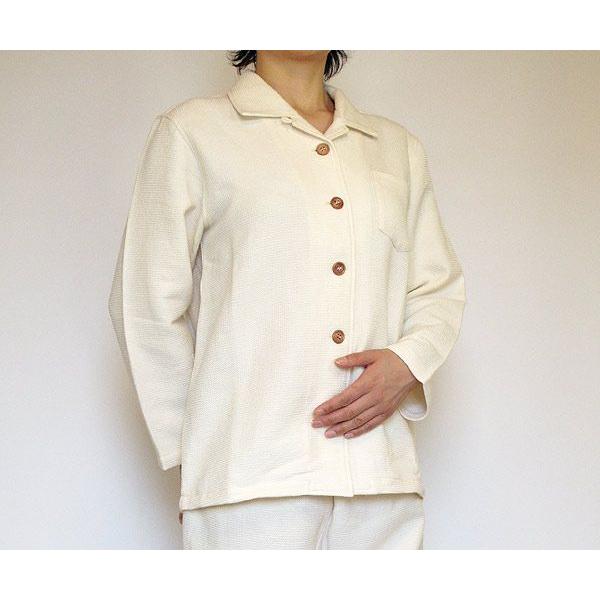 レディース パジャマ オーガニックコットン ワッフルベーシック長袖パジャマ(きなり) |  | 02