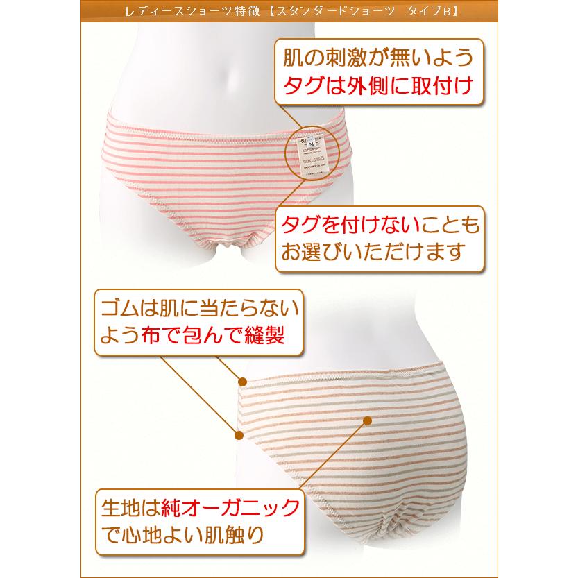 レディース オーガニックコットン ショーツ 女性 下着 スタンダードショーツ・タイプB Lady's Shorts |  | 03