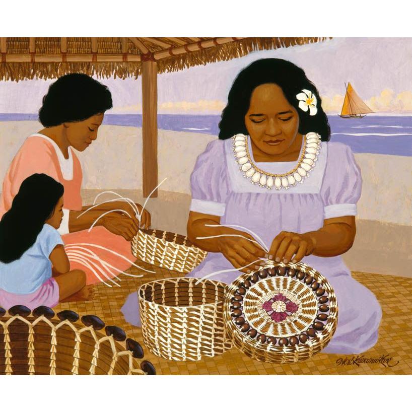 ハワイのジクレー版画アートプリント Basket Weavers (バスケット 