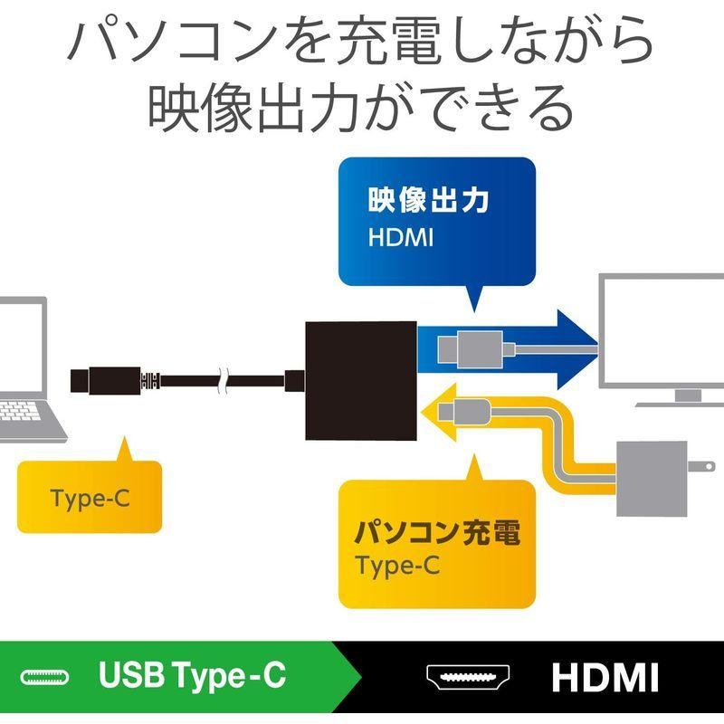 エレコム ドッキングステーション USB-C HDMI 変換 TYPE-C HDMI & 給電ポート 変換アダプタ ブラック AD-CHDM｜muylinda｜03