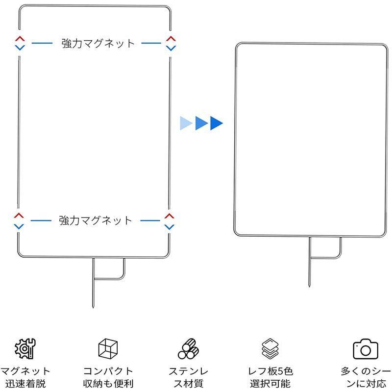 市場 Selens ステンレス製 レフ板 4 In 1リフレクター ディフューザーキット 撮影用フラッグ 60cmx75cm フラッグパネル