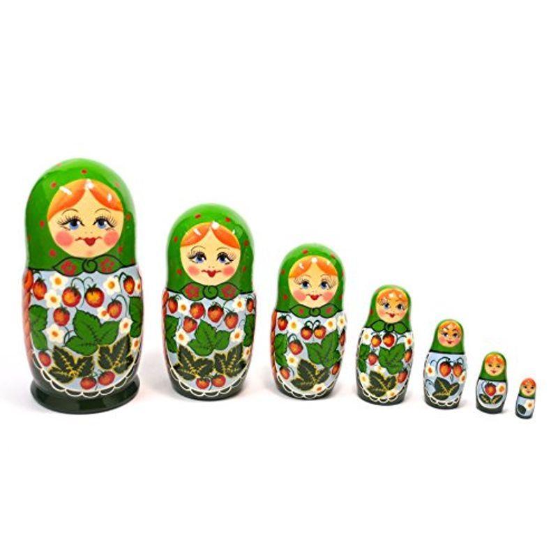 セミョーノフ産 マトリョーシカ７個組 Artist Serise 三つ編みとストロベリー Muy Linda 通販 Yahoo ショッピング