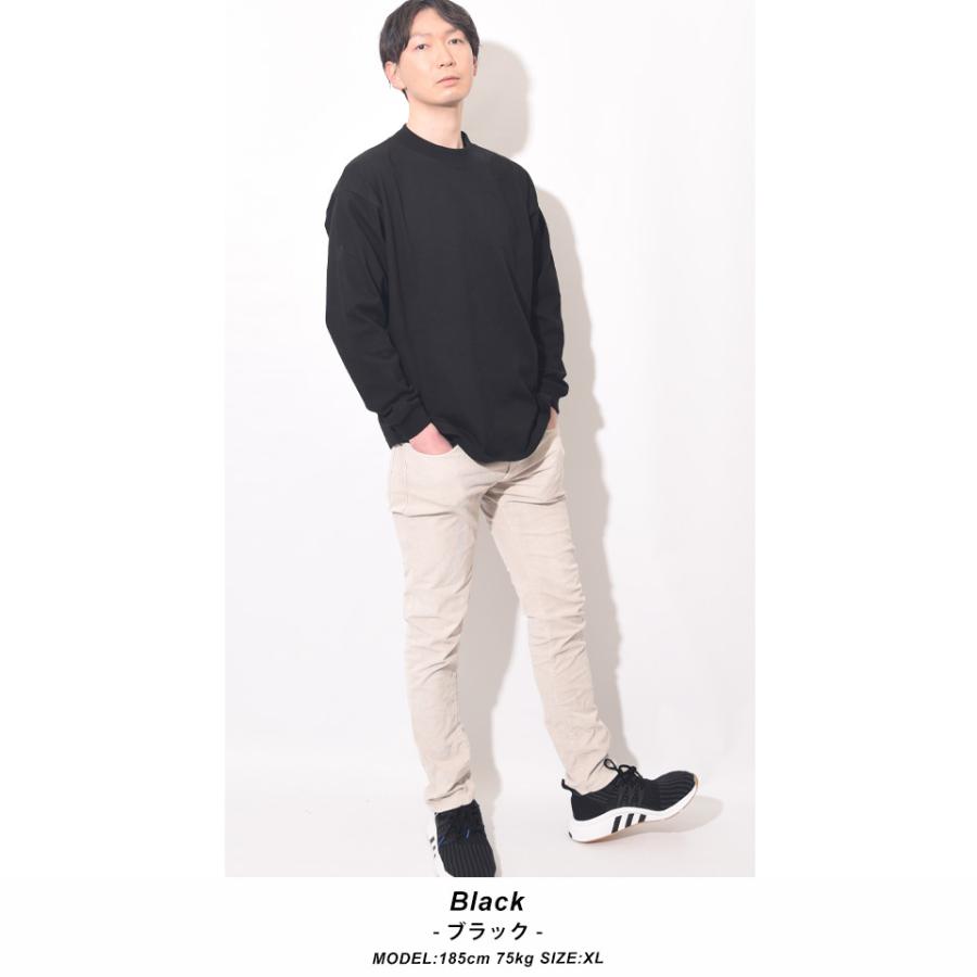 モックネック ロングtシャツ 厚手 ロンt 無地 メンズ 長袖tシャツ 10 