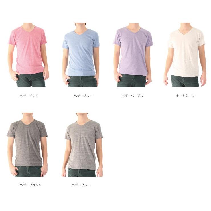tシャツ Tシャツ Vネック メンズ 無地 半袖 杢 ナチュラル カラー 薄手