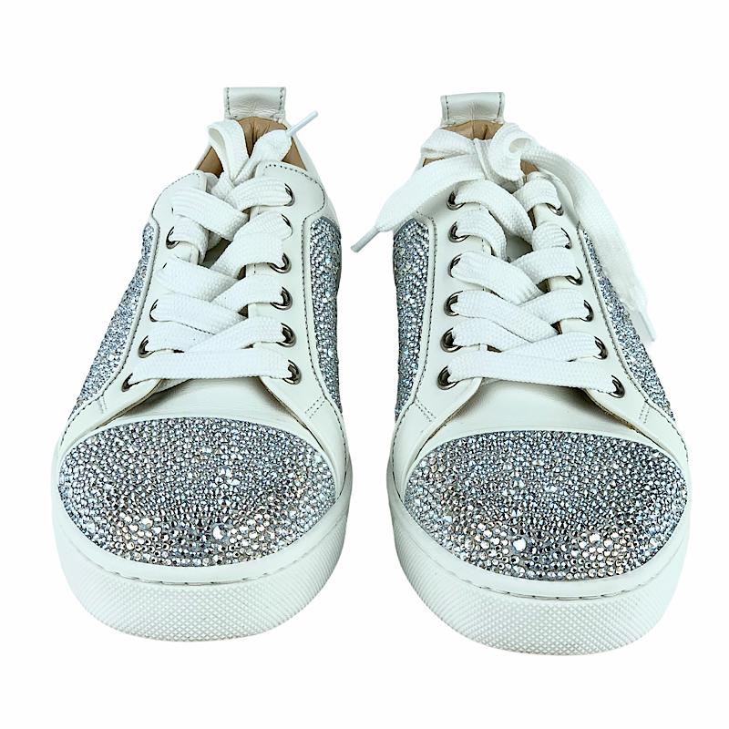 クリスチャンルブタン Christian Louboutin ルイスジュニア スニーカー 靴 シューズ レザー ホワイト スワロフスキー_1