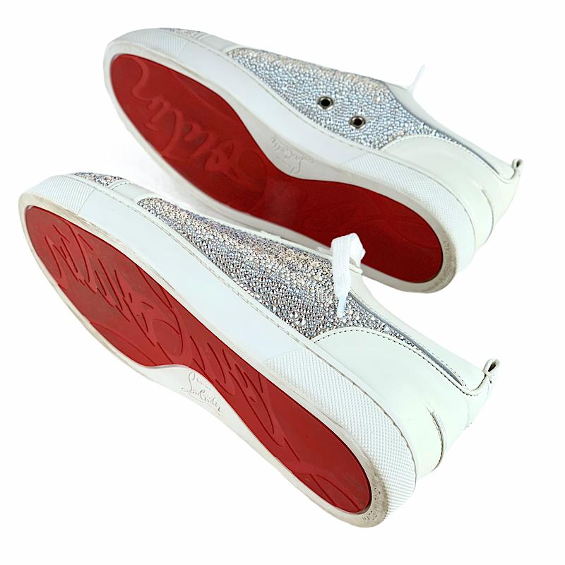 クリスチャンルブタン Christian Louboutin ルイスジュニア スニーカー 靴 シューズ レザー ホワイト スワロフスキー_5