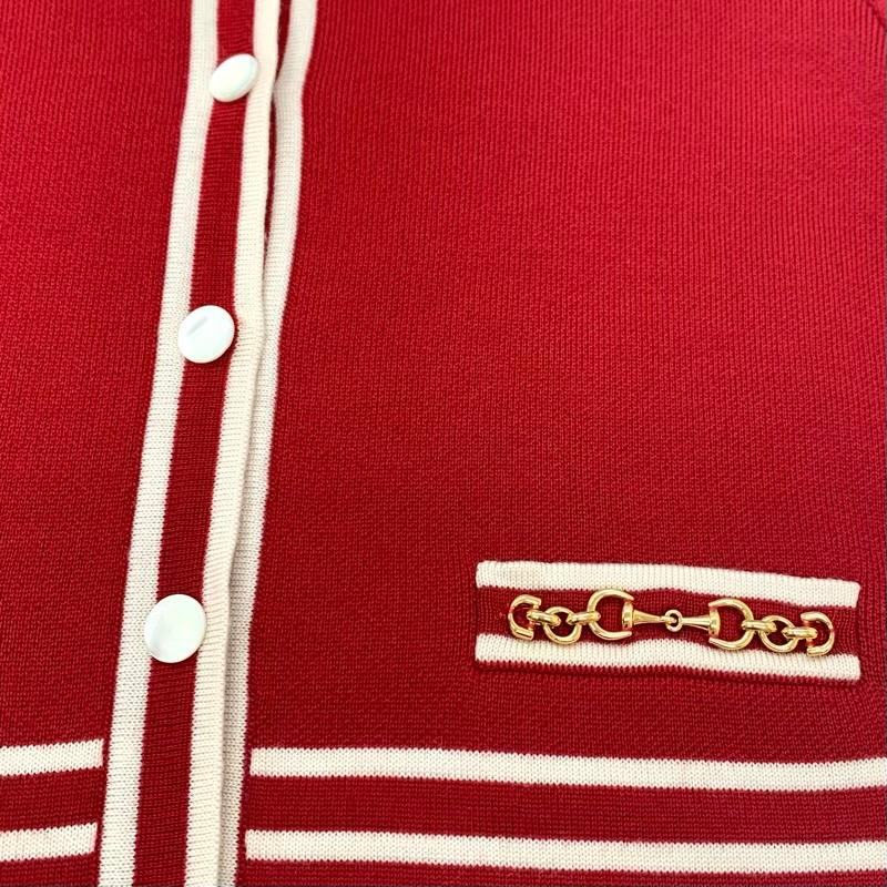 未使用 グッチ GUCCI カーディガン ニット ジャケット GGジャカード ウール レッドの画像