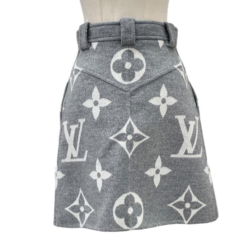 ルイヴィトン LOUIS VUITTON モノグラム ボトムス ウール グレー 未使用 スカート ジャイアントモノグラムの画像