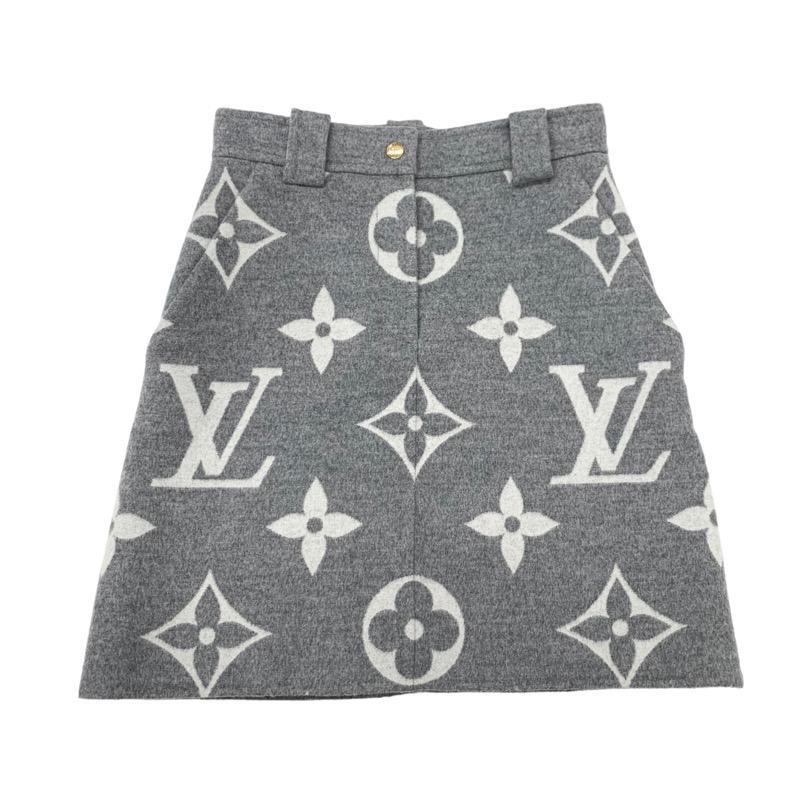 ルイヴィトン LOUIS VUITTON モノグラム ボトムス ウール グレー 未使用 スカート ジャイアントモノグラムの画像