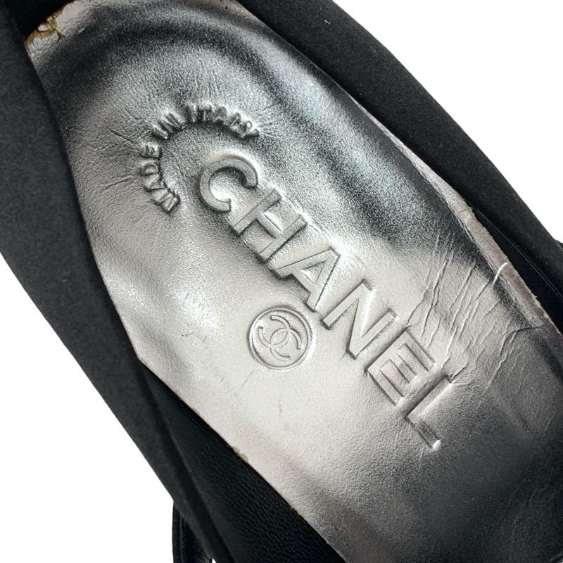 シャネル CHANEL パンプス 靴 シューズ サテン ブラック ココマーク ビーズ ラインストーン パーティーシューズ_6