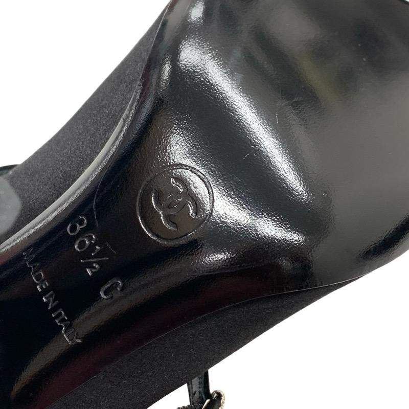 シャネル CHANEL パンプス 靴 シューズ サテン ブラック ココマーク ビーズ ラインストーン パーティーシューズ_7