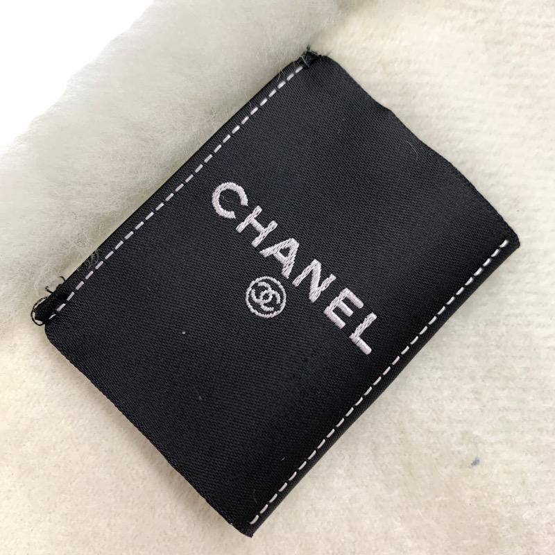 シャネル CHANEL マフラー ラムウール ホワイト ブラック 白 ココマーク ロゴ カシミヤ｜my-closet-bytieel｜06