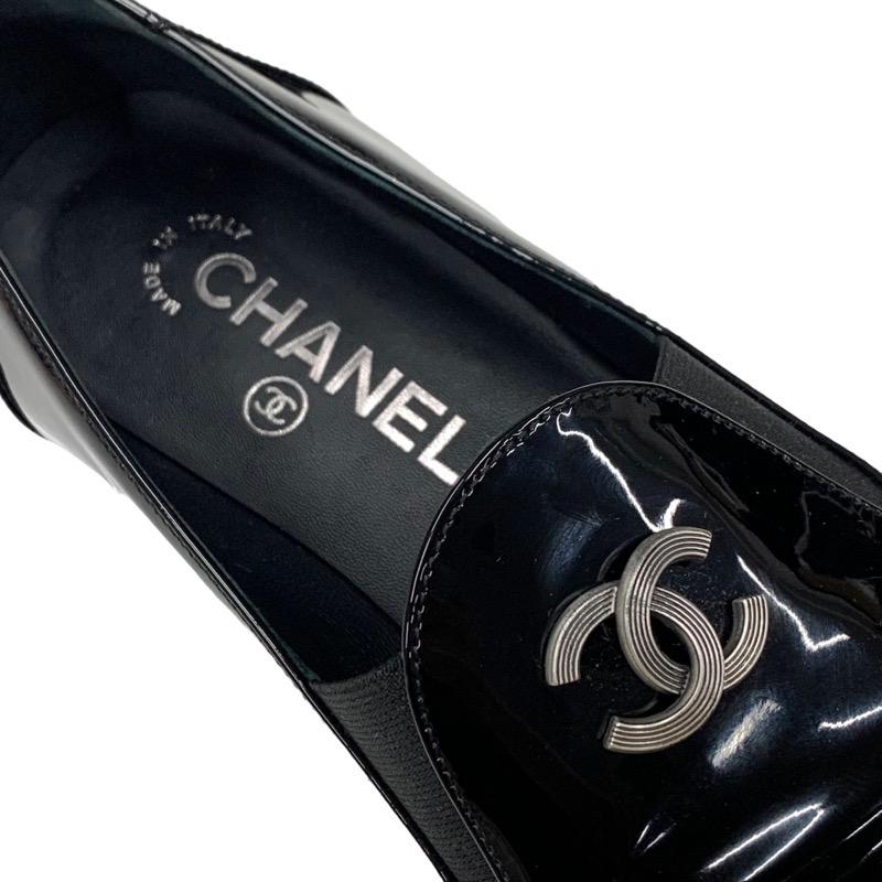 シャネル CHANEL ローファー 革靴 靴 シューズ パテント ブラック 黒 シルバー オペラシューズ フラットシューズ ココマーク｜my-closet-bytieel｜07