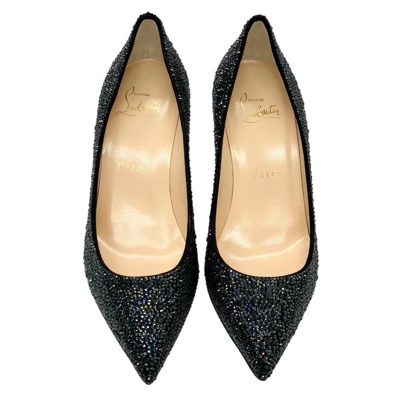 クリスチャンルブタン Christian Louboutin デコルテ パンプス 靴 シューズ スワロフスキー ブラック 未使用 パーティーシューズ_1