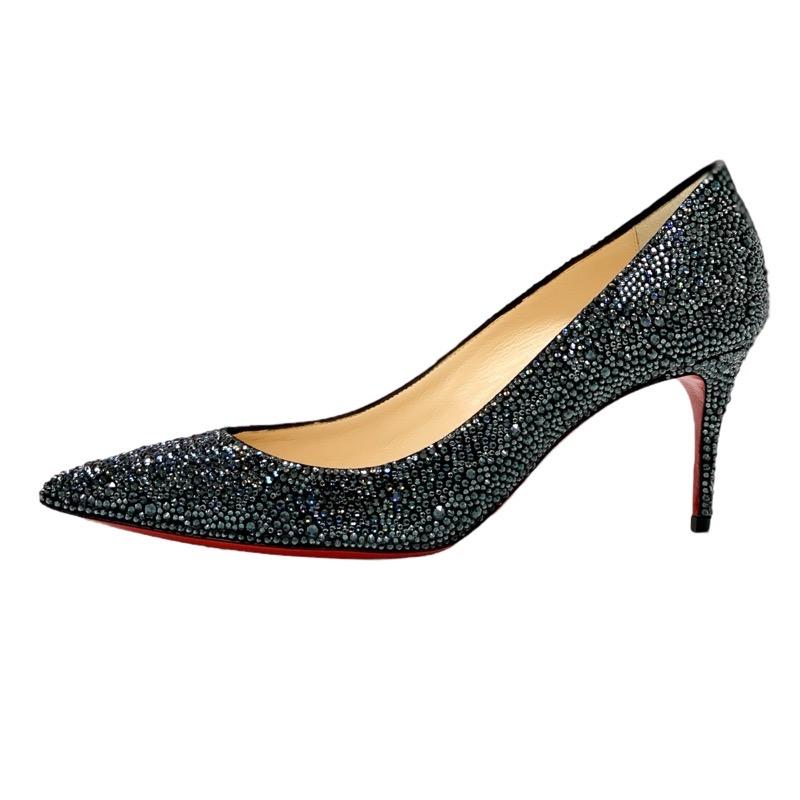 クリスチャンルブタン Christian Louboutin デコルテ パンプス 靴 シューズ スワロフスキー ブラック 未使用 パーティーシューズ_2