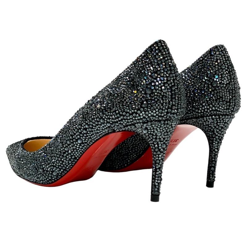 クリスチャンルブタン Christian Louboutin デコルテ パンプス 靴 シューズ スワロフスキー ブラック 未使用 パーティーシューズ_3