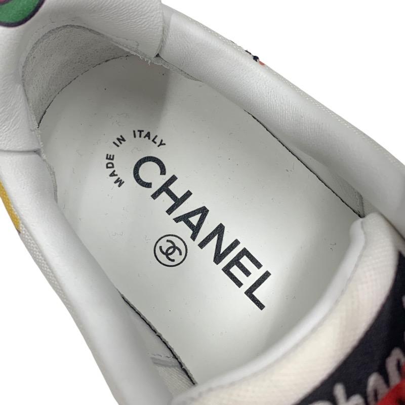 未使用 シャネル CHANEL スニーカー 靴 シューズ ファレルウィリアムス ココマーク ペイント キャンバス ホワイト マルチカラー｜my-closet-bytieel｜07