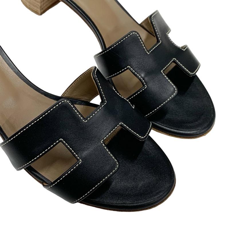 HERMES エルメス　オアジス サンダル ヒール レザー ミュール　黒 BLK HERMES エルメス オアジス サンダル 靴 シューズ レザー