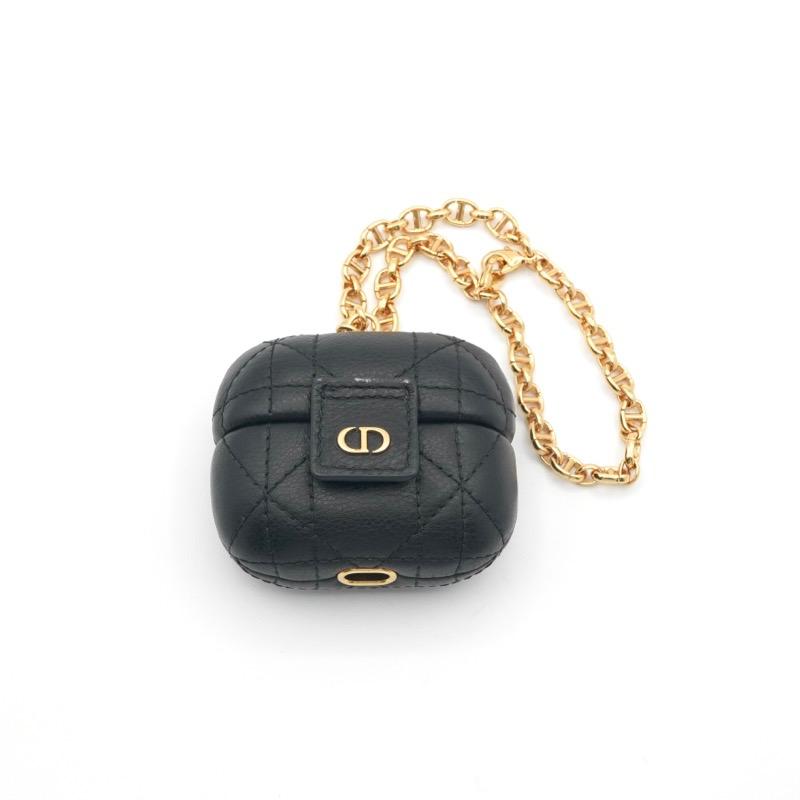 クリスチャンディオール CHRISTIAN DIOR カナージュ ブラック ゴールド CD チェーン airpodsケース_1