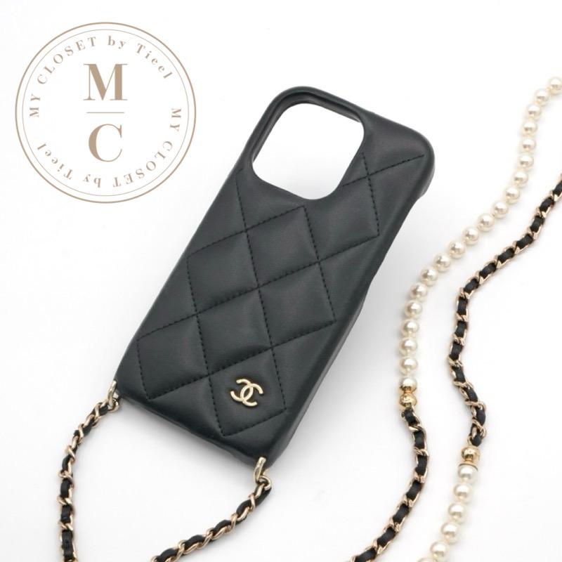 ♪シャネル　CHANEL ケース　ラムスキン♪ CHANEL（シャネル） 携帯・スマホアクセサリー ブラック ゴールド ココ