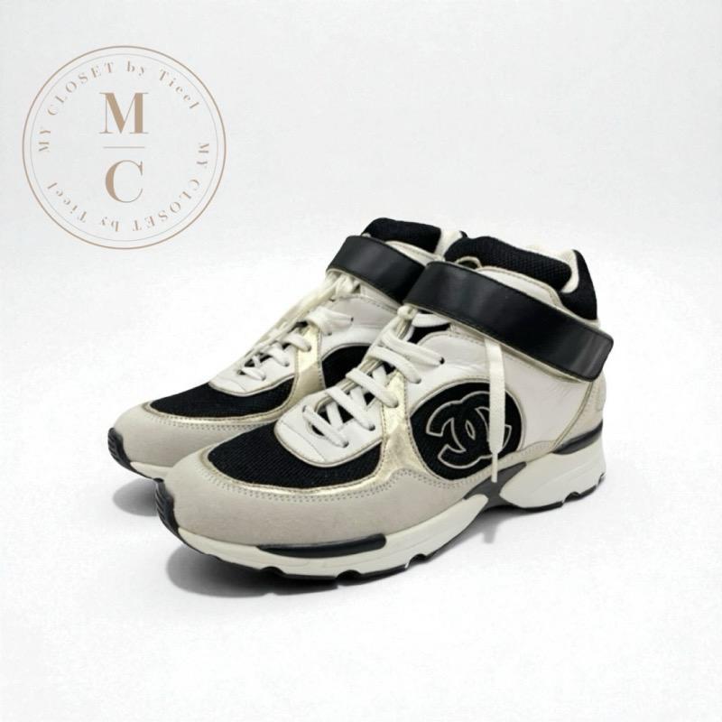 シャネル スエード マトラッセ スニーカー ファブリック アイボリー 36