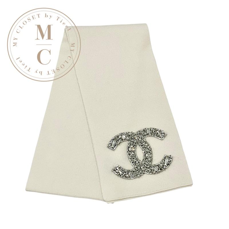 CHANEL（シャネル） マフラー カシミヤ ホワイト ココマーク パール