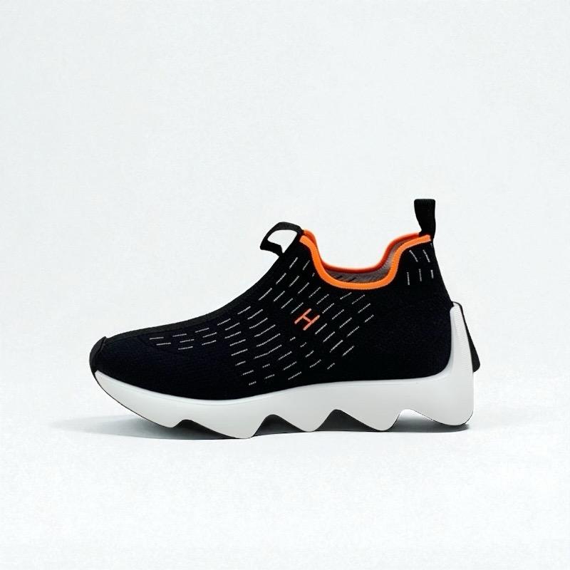 エルメス HERMES エクレール スニーカー 靴 シューズ ファブリック ブラック オレンジ 未使用 Hロゴ_2