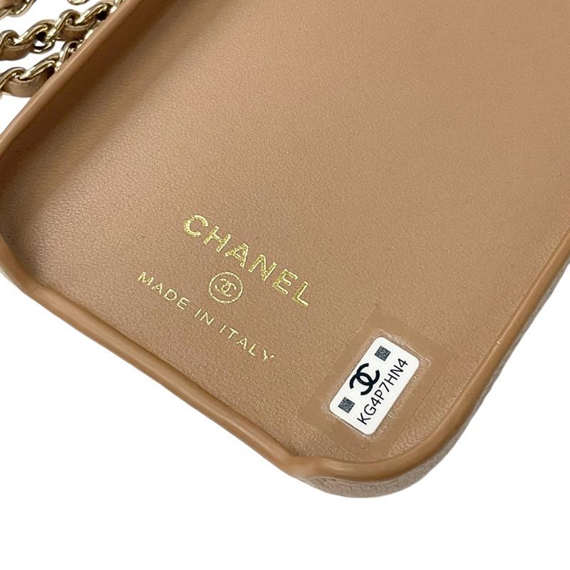 CHANEL iphone14pro ケース マトラッセ チェーン ココマーク 美品✨CHANEL iphone14proケース マトラッセ チェーン レザー シャネル
