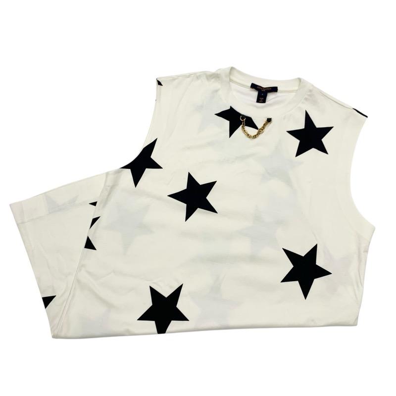 ヴィトン ワンピース ロゴ コットン ノースリーブ スター ホワイト LOUIS VUITTON ルイヴィトン ワンピース コットン ホワイト