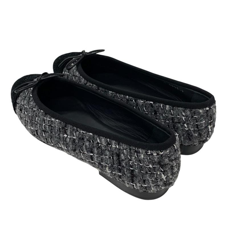 CHANEL シャネル　フラットシューズ　バレエシューズ　ココマーク　ツイード CHANEL シャネル フラットシューズ 靴 シューズ ツイード グレー