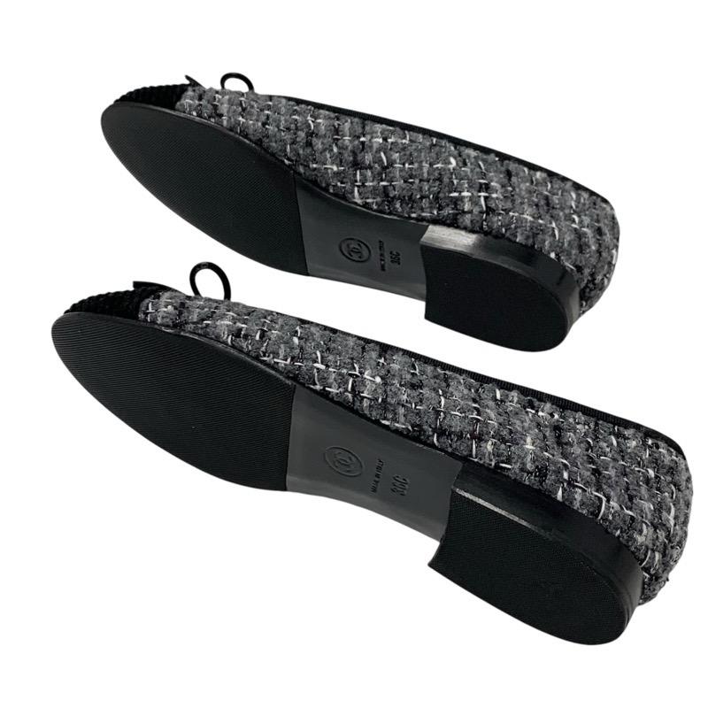 CHANEL シャネル フラットシューズ 靴 シューズ ツイード グレー