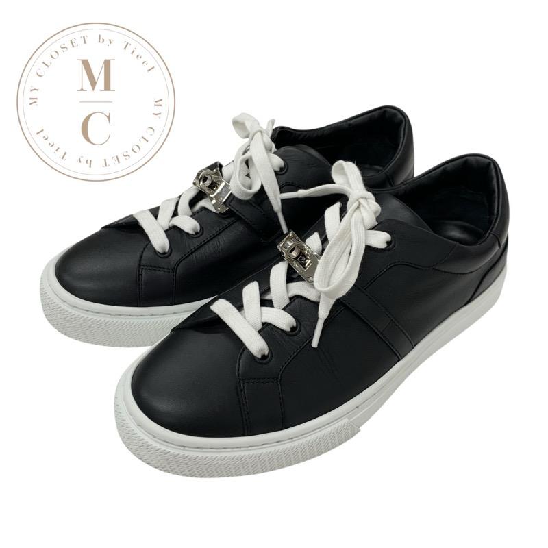 HERMES エルメス デイ スニーカー 靴 シューズ レザー ブラック 黒  