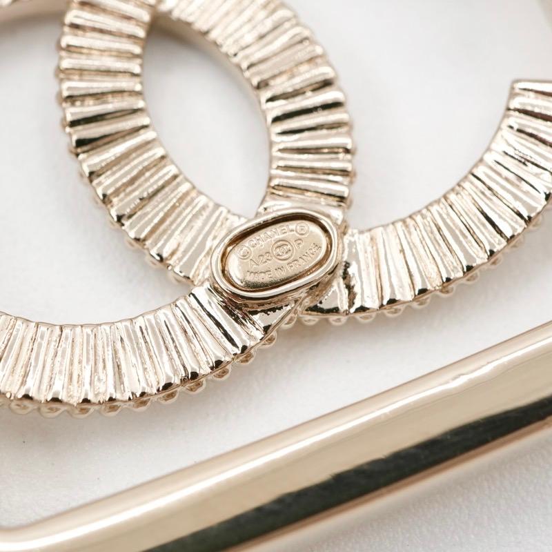 シャネル CHANEL ブローチ コサージュ ゴールド ココマーク ラインストーン スクエア_5