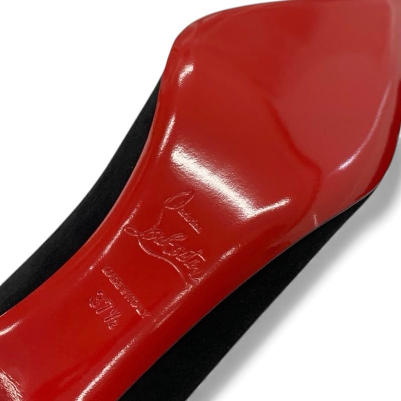 クリスチャンルブタン Christian Louboutin パンプス 靴 シューズ スエード ブラック 黒 未使用 ロゴ ラインストーン_7