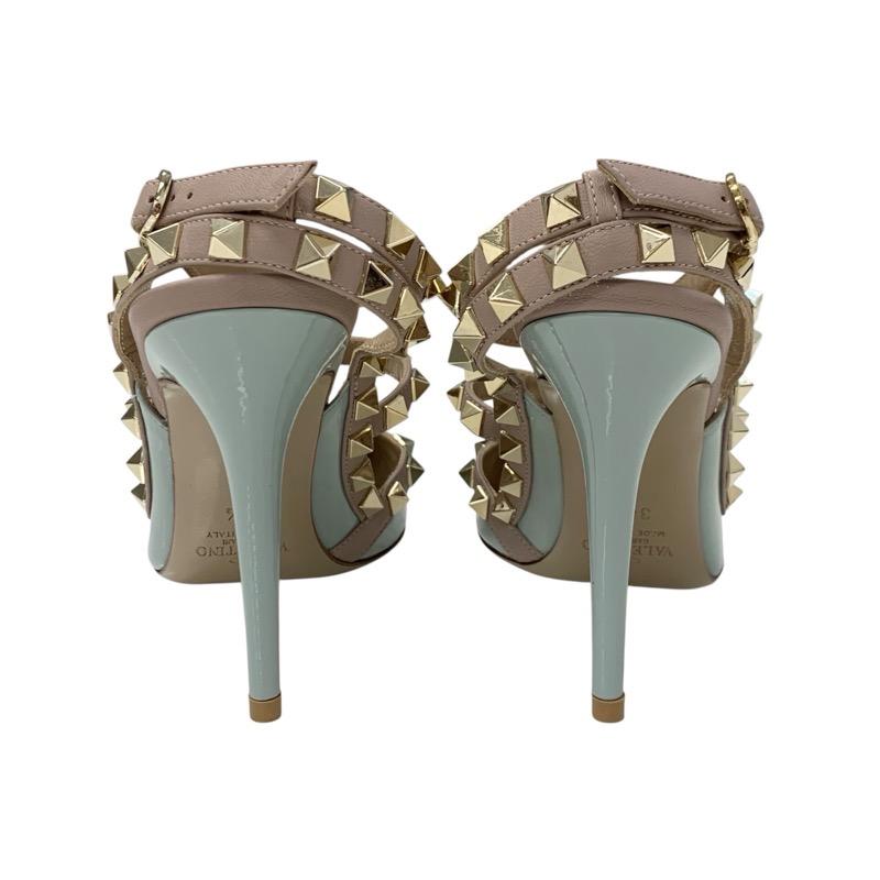 ヴァレンティノ VALENTINO パンプス 靴 シューズ パテント レザー ライトブルー ピンクベージュ ゴールド ロックスタッズ_4
