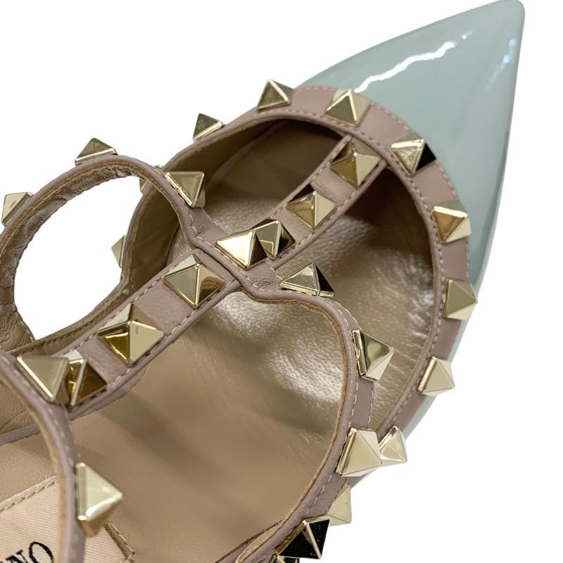 ヴァレンティノ VALENTINO パンプス 靴 シューズ パテント レザー ライトブルー ピンクベージュ ゴールド ロックスタッズ_8