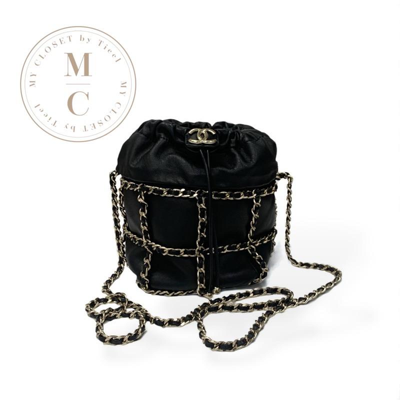 シャネル CHANEL バッグ ショルダーバッグ ラムスキン ブラック ゴールド ココマーク チェーンバック 巾着 CHANEL（シャネル） バッグ ショルダーバッグ ラムスキン ブラック