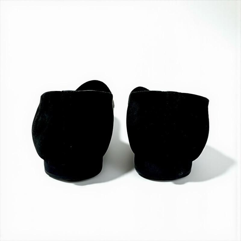 シャネル CHANEL フラットシューズ 靴 シューズ スエード ファブリック ブラック 黒 オペラシューズ スター ビジュー_4